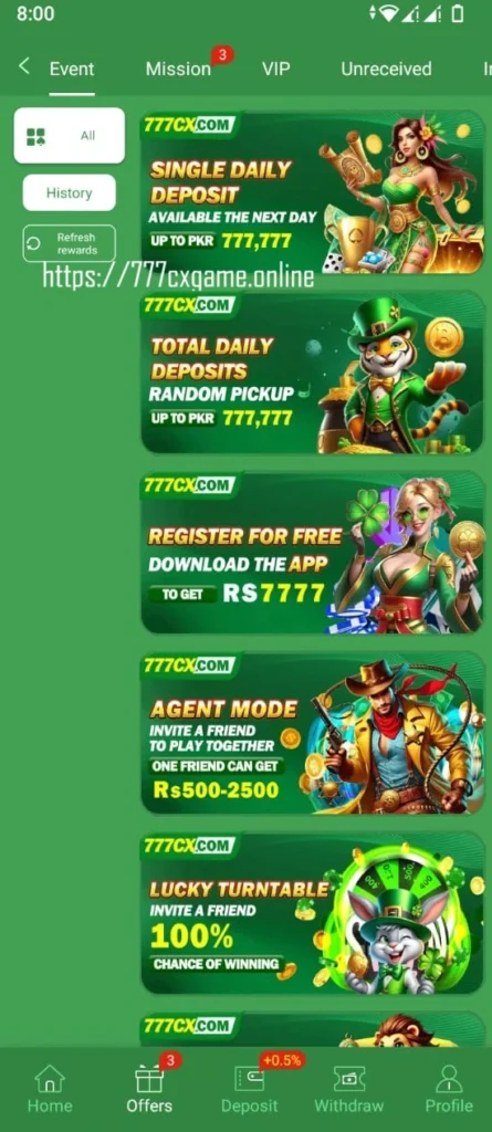 777cx Game rewards
